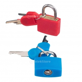 More about Master Lock Vorhängeschloss, Mini Kunststoffschlösser für Den Gepäckkoffer (inklusive 4 Schlüssel)   2er Pack, Rot & Blau