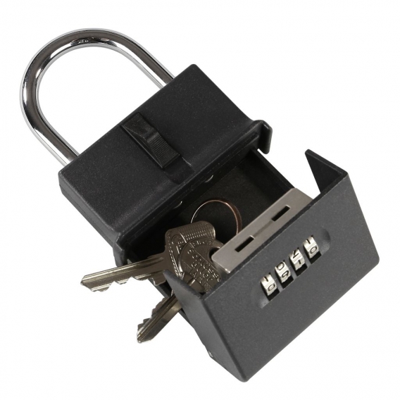 HMF 311-02 Vorhängeschloss Schlüsselbox Zahlenkombinationsschloss, 15,4 x 7,4 x 2,7 cm, schwarz