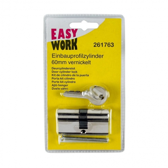 Easy Work 78112 Einbauprofilzylinder 60 mm vernickelt, silber