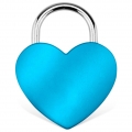 Liebesschloss Herzschloss in Blau ohne Gravur. Inkl. kleiner Geschenkbox und Schlüssel.
