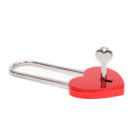 Brillibrum Design Liebesschloss in Herzform aus Metall Herzschloss Silber Rot mit Schlüssel