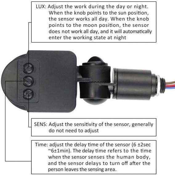 AC85-265V PIR Infrarot Bewegungssensor Detektor Schalter Außen Wasserdicht Bewegung Induktor Schalter, Schwarz