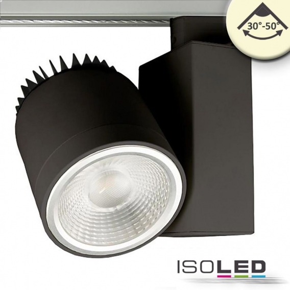 IsoLED 3-PH Schienen-Strahler fokussierbar, 35W, 30°-50°, schwarz matt, 3000K, CRI92
