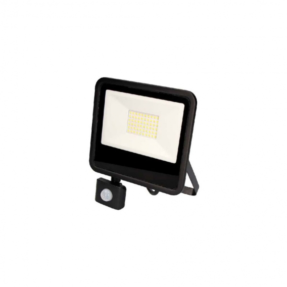 EDM-LED-Flutlichtstrahler mit Bewegungsmelder - 50W 4000 Lumen - 6400K- Schwarz