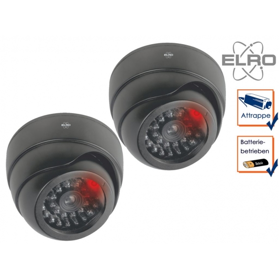 2er Set Dome Kamera Attrappe LED Blitzlicht - Fake Dummy Überwachungskamera