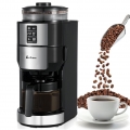 Filterkaffeemaschine mit Integriertem Mahlwerk Kaffeemaschine mit Mühle Für Bohnenkaffee und Kaffeepulver 2/4/6 Tassen, Schwarz