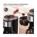 Filterkaffeemaschine mit Integriertem Mahlwerk Kaffeemaschine mit Mühle Für Bohnenkaffee und Kaffeepulver 2/4/6 Tassen, Schwarz