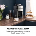 Klarstein Aromatica X Kaffeemaschine - 3-stufiges Mahlwerk, Timer, LED-Display, Warmhaltefunktion, Edelstahl, inkl. Glaskanne un