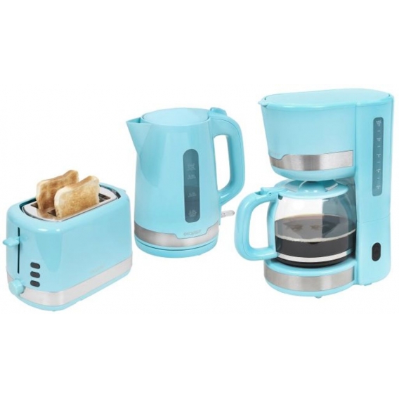 Exquisit Frühstücksset FS 7101 pbl | Kaffeemaschine | Toaster | Wasserkocher | blau