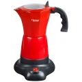 Bestron Elektrischer Espresso-Kocher mit 360° Basis, Viva Italia, Für 6 Espressotassen: 180 ml, 480 Watt, Aluminium, Farbe: Rot