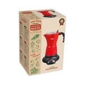 Bestron Elektrischer Espresso-Kocher mit 360° Basis, Viva Italia, Für 6 Espressotassen: 180 ml, 480 Watt, Aluminium, Farbe: Rot