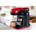 Ariete Siebträger-Espressomaschine moderna mit Kaffeemühle und Aufschäumdüse, rot/schwarz