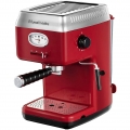 Russell Hobbs Espressomaschine Retro Rot Siebträger (15 Bar, 2 Tassen-Einsätze, 1,1l abnehmbarer Wassertank, Dampf-Milchschaumdü
