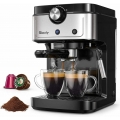 Sboly Kaffeemaschine Espressomaschine, Tropfschale Milchdampfdüse, 900ml Wassertank, 2 In 1 Einstellbares Dampfrohr und Düse, 35