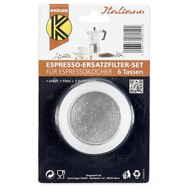 More about Krüger 505 Espresso Ersatzfilter-Set für Espressokocher für 6 Tassen, weiß/silber, 4-teilig (1 Set)