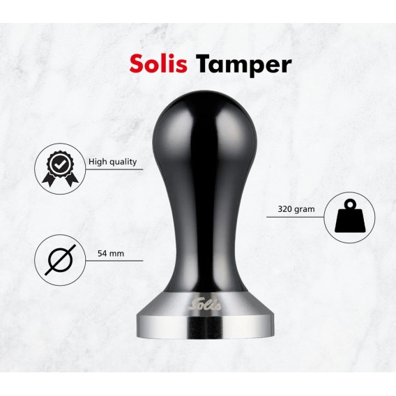Solis Tamper 54 mm - Espressomaschinenzubehör für 54 mm Siebträger - Barista Werkzeuge - Aluminium-Tamper