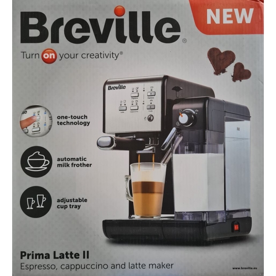Breville VCF108X PrimaLatte II Kaffee- und Espressomaschine, für Kaffeepulver oder Pads geeignet, 19 Bar,  Integrierter automati