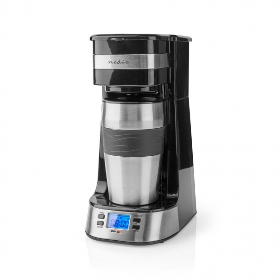 Nedis Kaffeemaschine | max. Kapazität: 0.4 l | Anzahl Tassen auf einmal: 1 | Warmhalten | Timer einschalten | Schwarz / Silber N