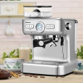 COSTWAY Siebträgermaschine mit Mahlwerk, Kaffeemaschine mit Milchaufschäumdüse, Espressomaschine mit PID-Temperaturregler, 2L Wa