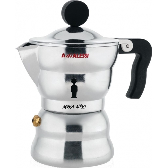 ALESSI Espressomaschine Moka schwarz/silber Aluguss Moka Alessi