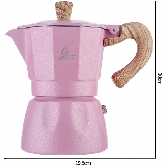1pc 6cup Moka Maker Kaffeemaschine Espressokocher im europäischen Stil macht köstlichen Kaffee für Kaffeeliebhaber Farbe Rosa