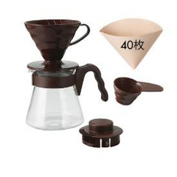 Hario V60 Kaffeebereiter und Glasserver Set 700ml 02 Größe Braun [Küche] (Japan Import)