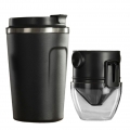 380ml Kaffee Becher mit Tragbare Edelstahl Reusable Kaffee Tropf Kegel für Home Office Camping Reisen Farbe Schwarz
