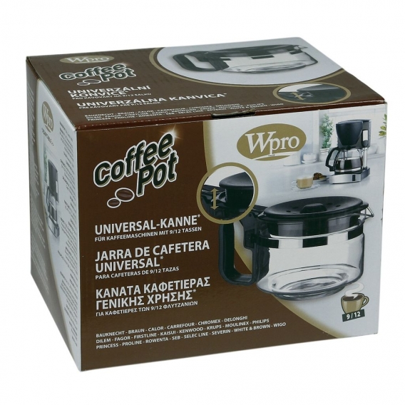 Glaskanne Kaffeekanne 12 Tassen Wpro UCF200 Kaffeemaschine Filterkaffeemaschine passend Bauknecht Whirlpool 484000000318 Indesit