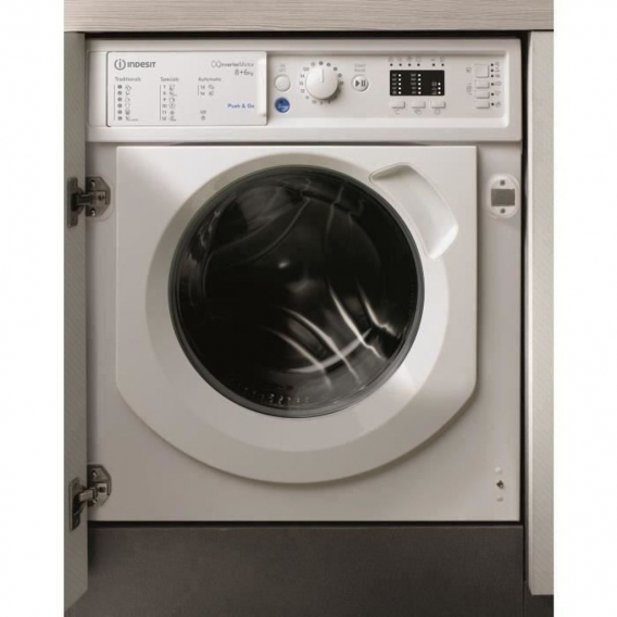 INDESIT BIWDIL861484EU eingebauter Waschtrockner - Waschen 8 kg / Trocknen 6 kg - Einführung - 1400 U / min - Weiß