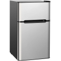 COSTWAY 90L Kühlschrank 64L Kühlteil 26 L Gefrierteil Kühl-Gefrier-Kombination mit LED-Beleuchtung mini Kühlschrank grau