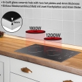 Jago® Glaskeramikkochfeld - Autark, Rahmenlos, 1200/1800 Watt, für alle Kochtöpfe, Ø 16/20 cm, 9 Leistungsstufen, Timer-Automati