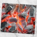 Glas-Herdabdeckplatten Ceranfeldabdeckung Spritzschutz Glas 2x30x52 cm Grill Feuer Glut