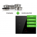 Set Einbau Induktions Kochfeld 60 cm 2 Doppel-Flexzonen Autark Booster Sensor Touch mit Topfset