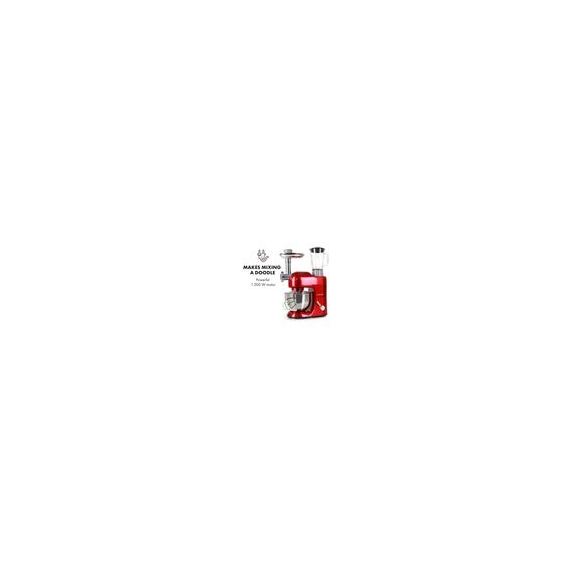 Klarstein Lucia Rossa Küchenmaschine Mixer (1200 Watt, 5 Liter Rührschüssel, Fleischwolf, Saftpresse ) - Rot