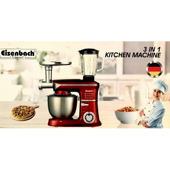 Küchenmaschine Rührmaschine Knetmaschine Teigkneter 3in1 6,5 L 2000 W max. Rot