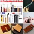 61 Stück Leder Handwerk  Lederhobel Werkzeug Hand Nähen Stitching Groove