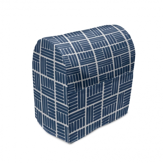 ABAKUHAUS Geometrisch Standmixerabdeckung, Streifen in Quadrate, Küchengerät Taschenhülle mit Taschen, 36 x 39 x 24 cm, Nachtbla
