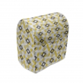 ABAKUHAUS Grau und Gelb Standmixerabdeckung, Squares Runden, Küchengerät Taschenhülle mit Taschen, 36 x 39 x 24 cm, Koksgraue Ma