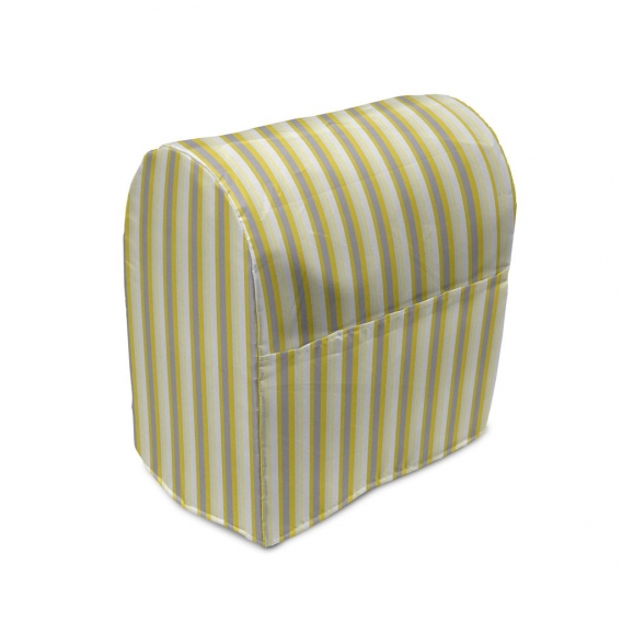 ABAKUHAUS Grau und Gelb Standmixerabdeckung, Retro Style Stripes, Küchengerät Taschenhülle mit Taschen, 36 x 39 x 24 cm, Blassge