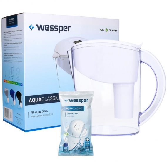 Wessper Aquaclassic Wasserfilter - Weiß 3.5L - kompatibel mit Brita Classic