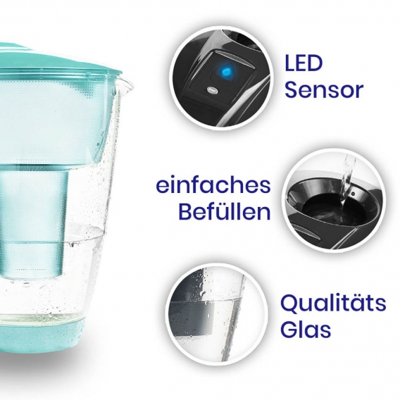Glas-Wasserfilter mint inkl. 1 Alkaline Filterkartusche
