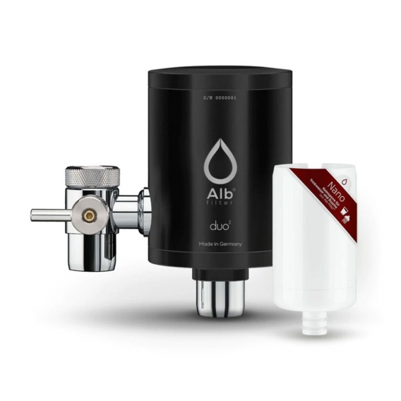 AlbFilter® Duo Nano Trinkwasserfilter für den Wasserhahn (schwarz)