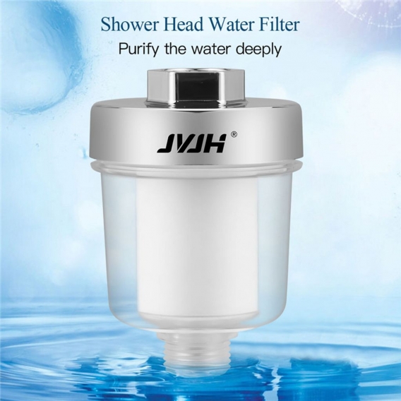 JVJH Wasserfilter Wasserreiniger Austauschbar Haushalt Duschfilter mit 2 zusätzlichen Ersatzfilterelement PP-Baumwollfilter