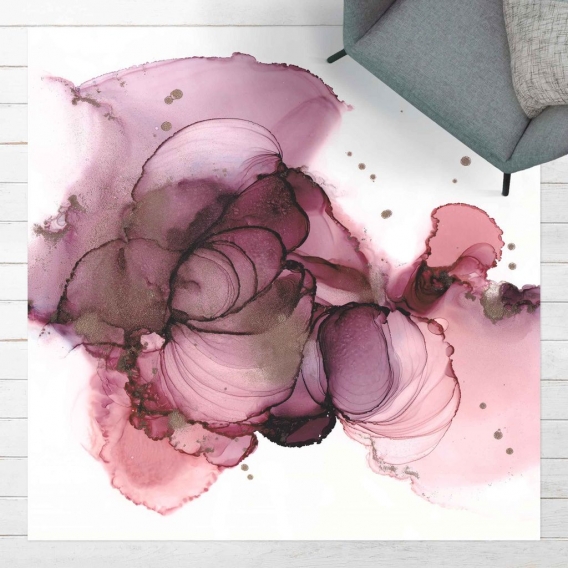 Vinyl-Teppich - Fließende Reinheit in Violett - Quadrat 1:1, Größe HxB:80 × 80 cm, Material:Vinyl