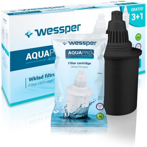 Wessper 4 Alkalische Wasserfilterkartusche AQUApro-7-Phasen-Ionisator-Filtersystem - Gesundes Wasser, Schwarz
