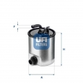 1x UFI KRAFTSTOFFFILTER Filtereinsatz mit Wassersensor 24.007.00