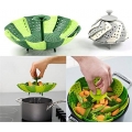 Faltbarer nicht kratzender Gemüse-Dampfkorb, Küchenkochwerkzeug, grün