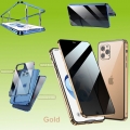 Beidseitiger 360 Grad Magnet / Glas Privacy Mirror Case Hülle Handy Tasche Bumper Gold für Apple iPhone 12 Pro Max 6.7 Zoll