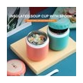 Isolierte Suppenschale Edelstahl Isolierte Wasserschale mit Loeffel Isolierter Mittagsbehaelter Auslaufsichere Lebensmittelflasc