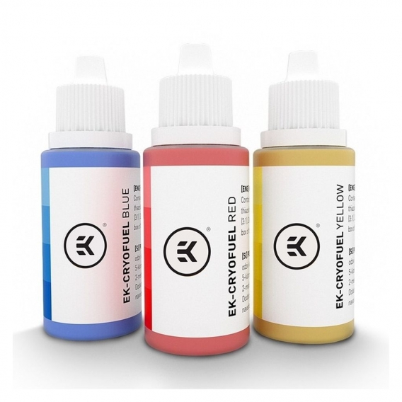 EKWB EK-CryoFuel Dye Pack Kühlmittel Farbe 3 Flaschen ca. 340 Tropfen je Flasche